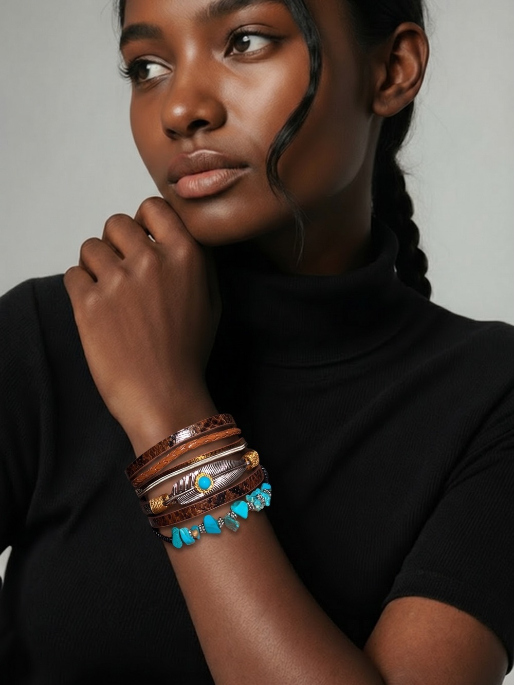 Turquoise Multi-Stack Women's Bracelet - Picture 3 of 8